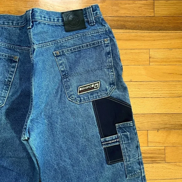 VTG Beverly Hills Polo Club Carpenter Jeans Blue Heavyweight Denim Workwear Y2K - Picture 2 of 13